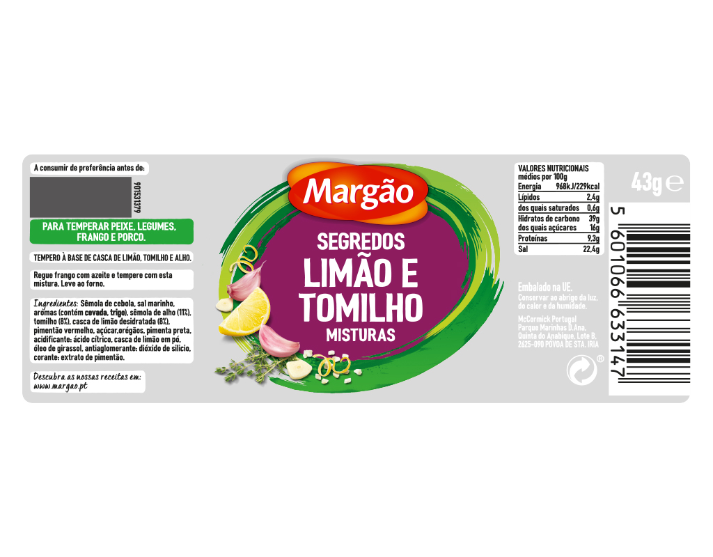 SEGREDOS MARGÃO TOMILHO E LIMÃO 43G