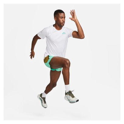 Maillot manches courtes Nike Dri-Fit Trail Solar Chase Blanc Vert