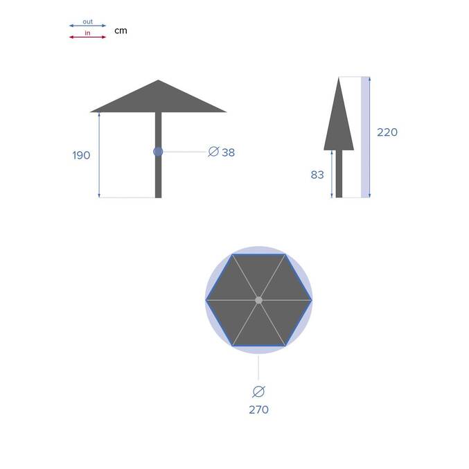 Parasol droit rond inclinable SOYA Taupe