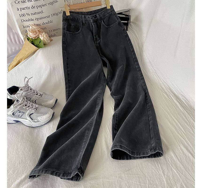 DREE - High Waist Washed Wide Leg Jeans