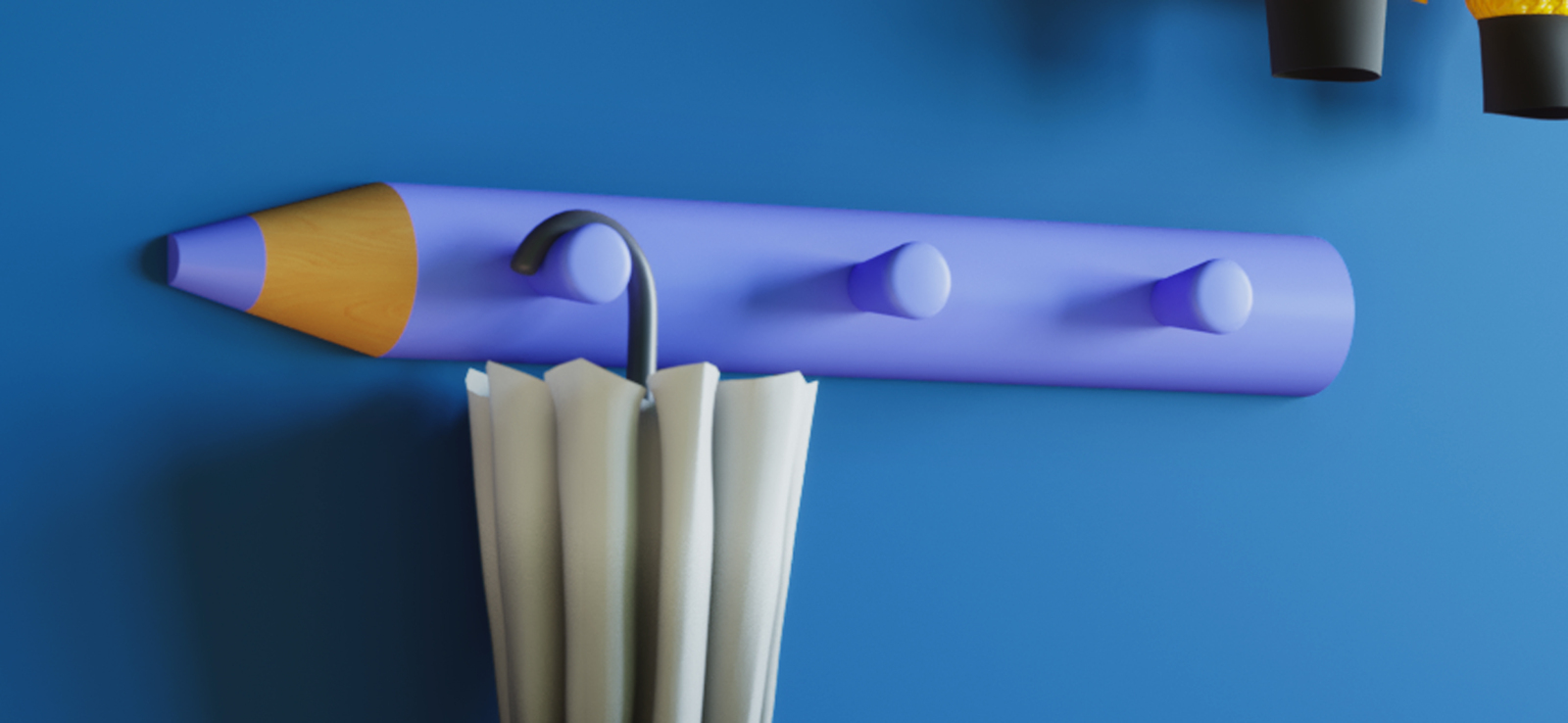 Garderobe STIFTO - blau - 3 Haken