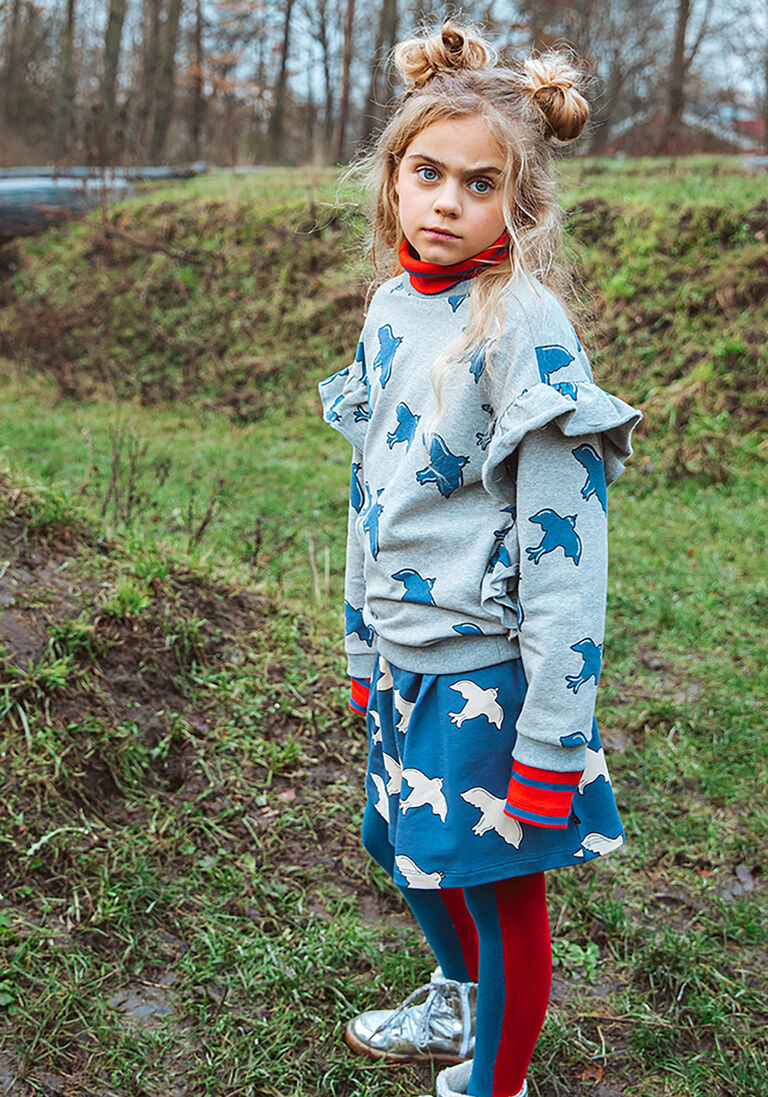 CARLIJNQ grijze carlijnq trui free like a bird - sweater ruffled