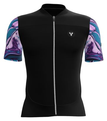 Maillot Manches Courtes LeBram Ventoux Pétrole Noir Bleu