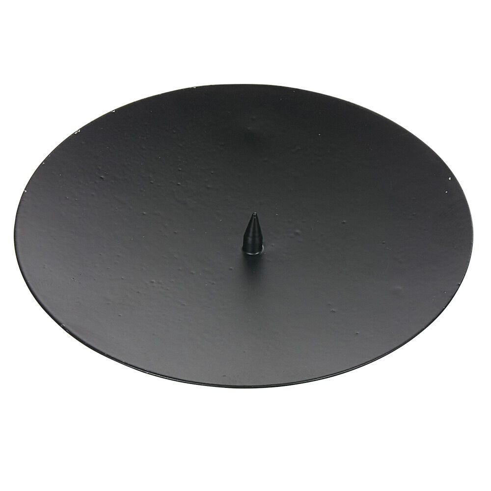 Support rond pour bougie en métal noir