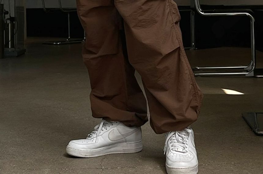 SeoulPop - Cargobroek met trekkoord in de taille, effen en recht model