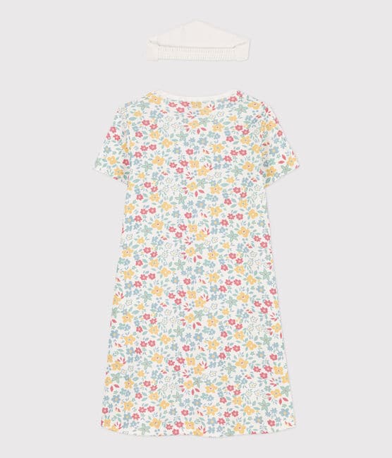Chemise de nuit fleurs avec couronne en coton petite fille