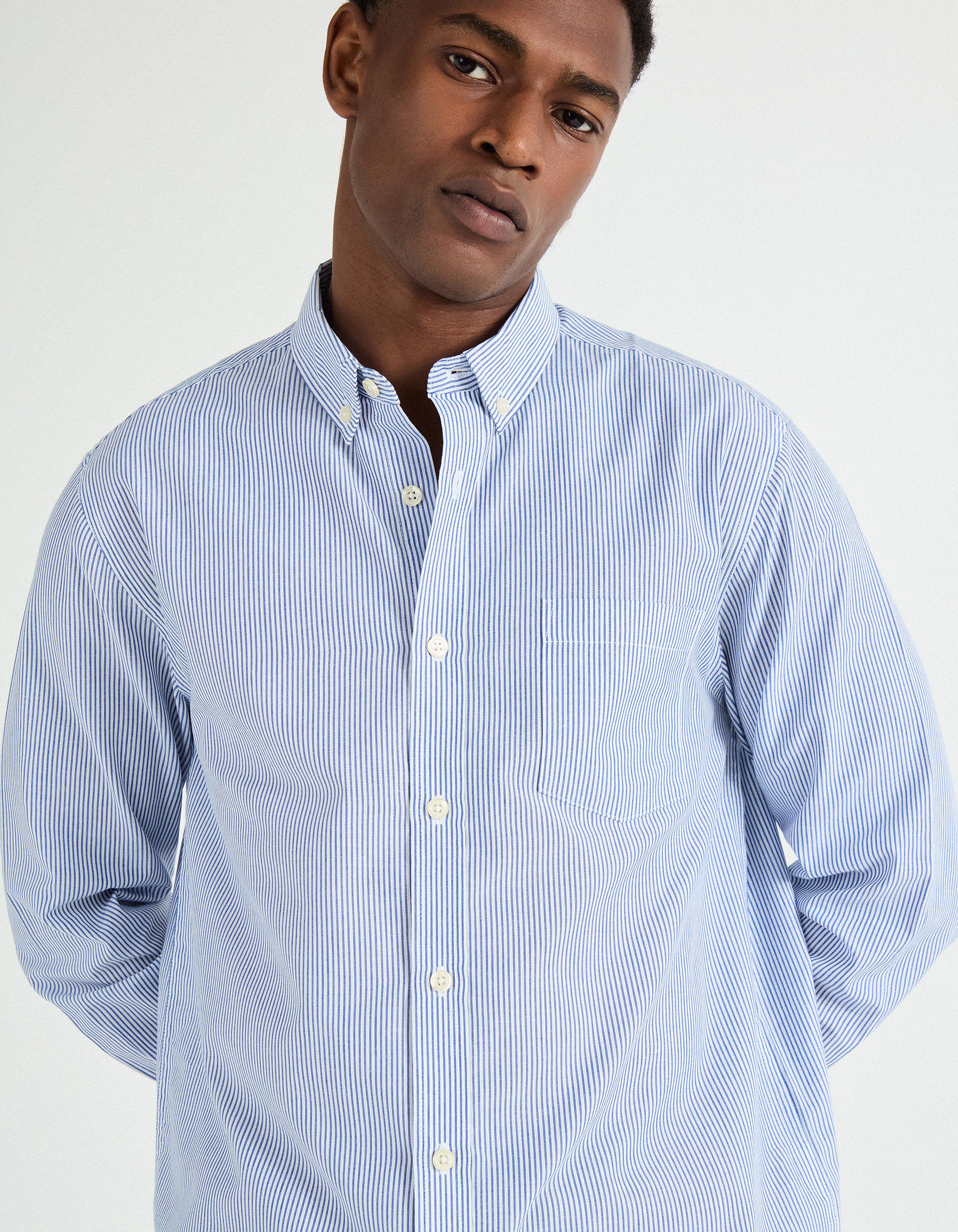 Camisa de Riscas, Homem, Azul