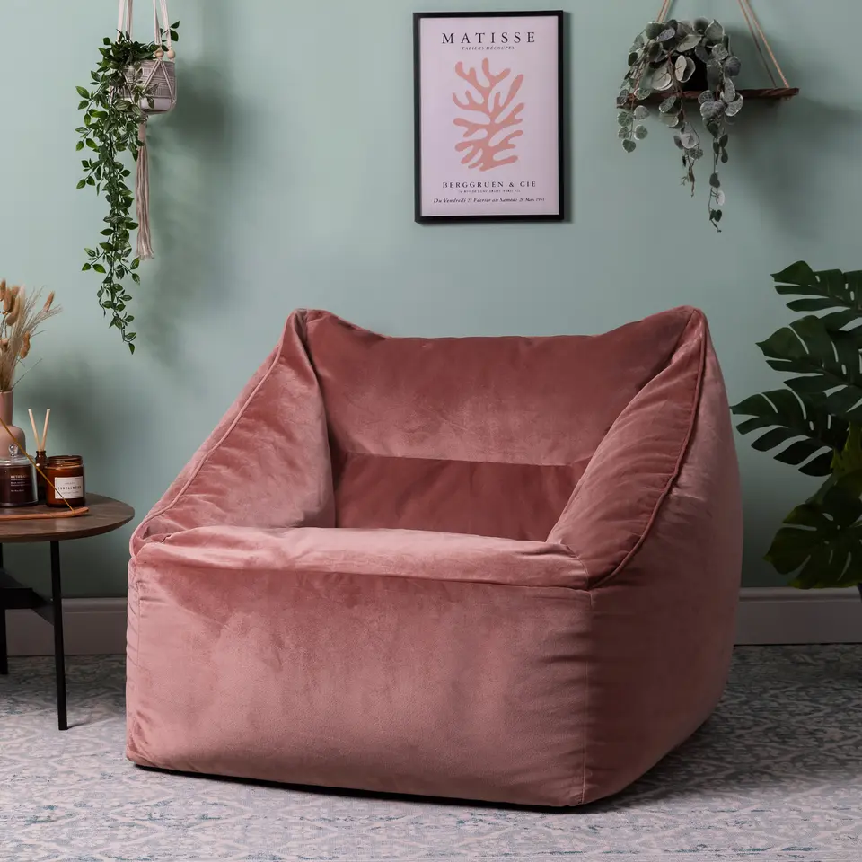 icon Zitzak Natalia - Fluwelen Zitzakfauteuil - Oud roze