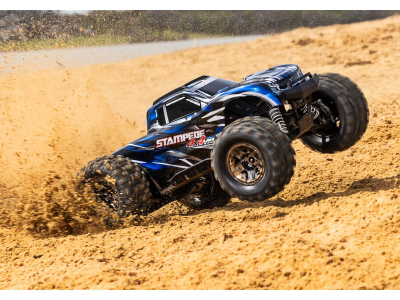 Traxxas Monster Truck Stampede 4x4 VXL Blau, ARTR, 1:10 Robuster 4WD Brushless Monstertruck