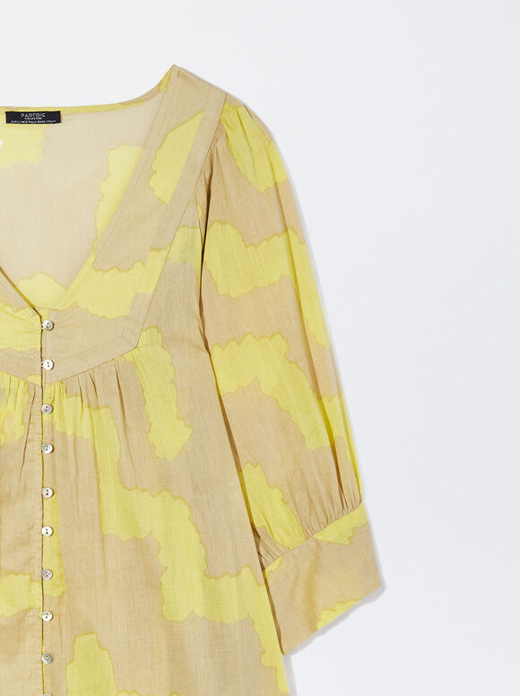 Vestido longo estampado - Multicolorido