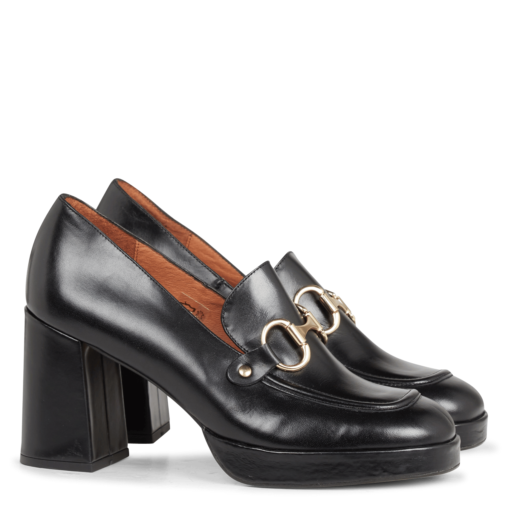 VIRGILE - Mocassins à talon en cuir glacé | Noir