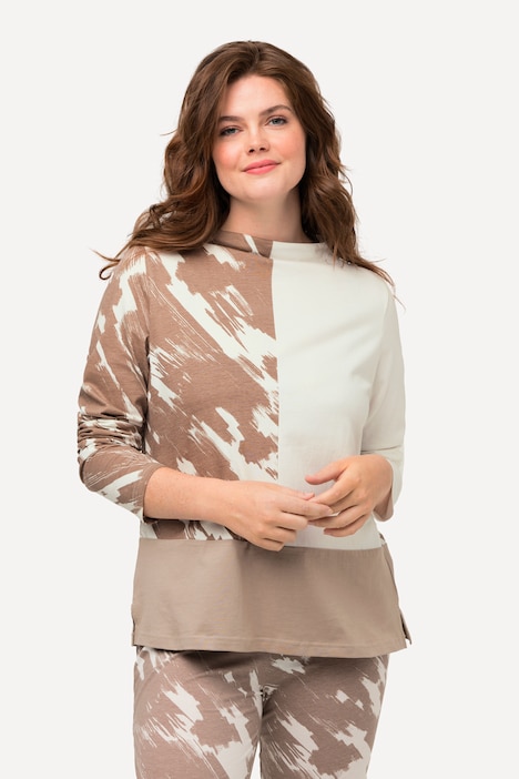 Shirt, Colorblocking, Stehkragen, Langarm, Biobaumwolle