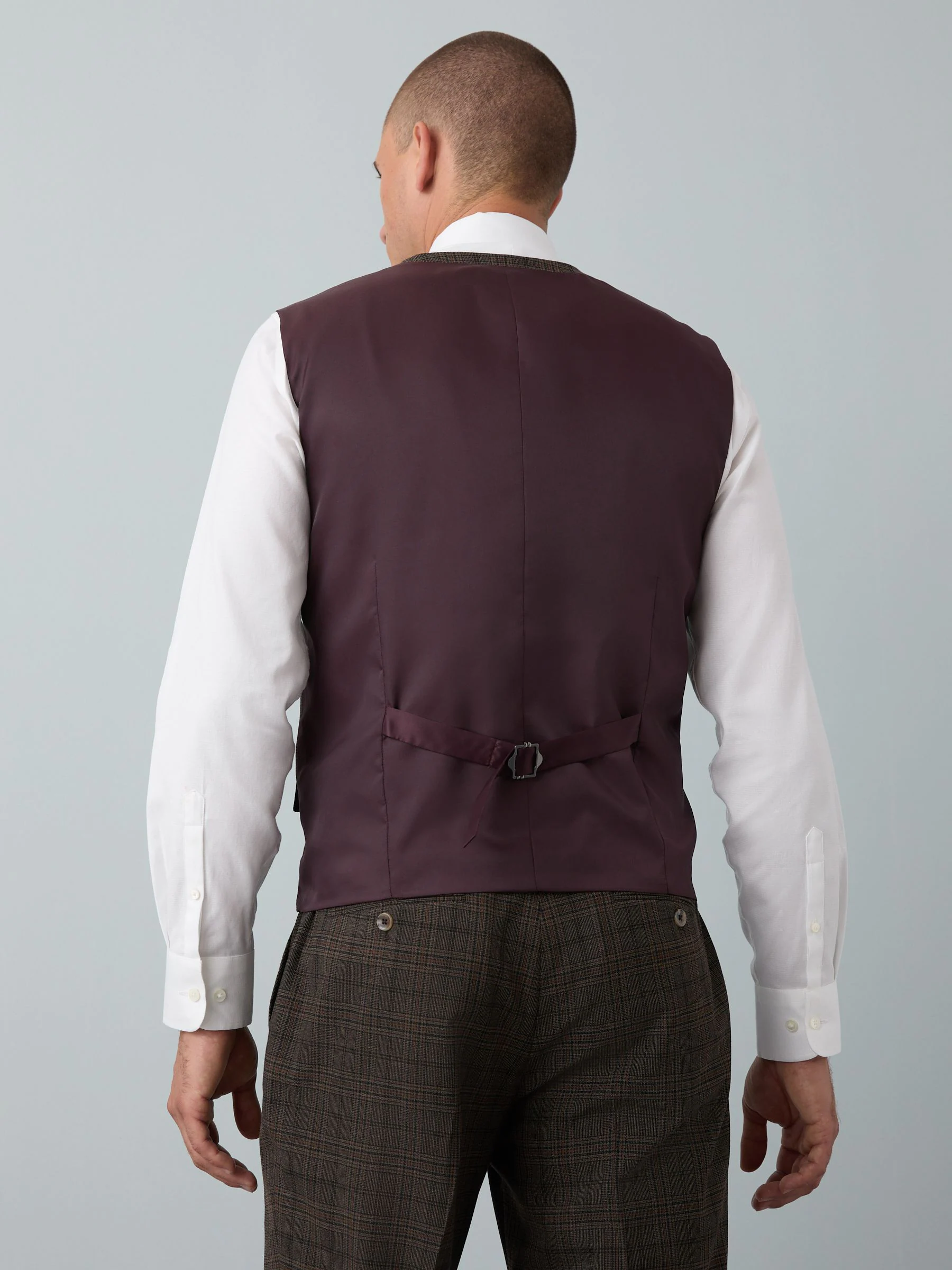 Bruin - Slim Fit Trimmed Check Suit Waistcoat