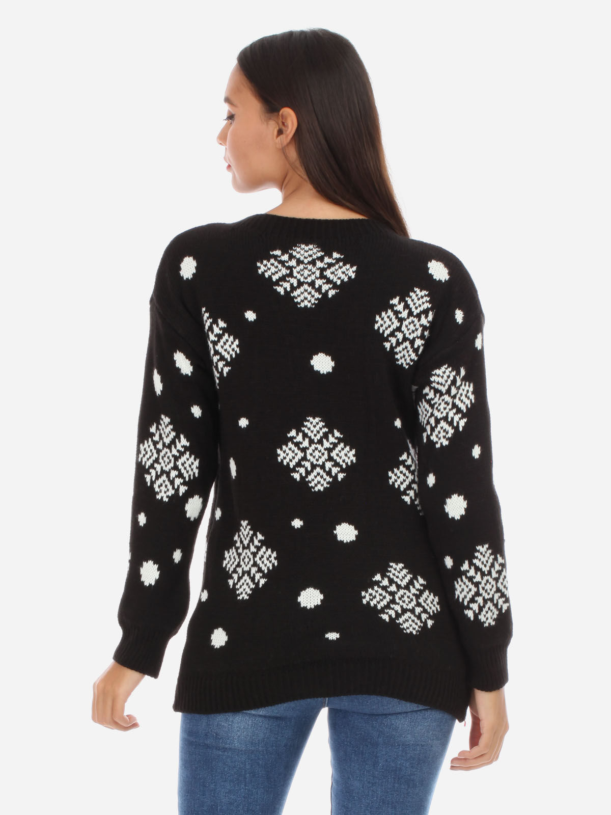 Pull de Noël à motif renne- Noir