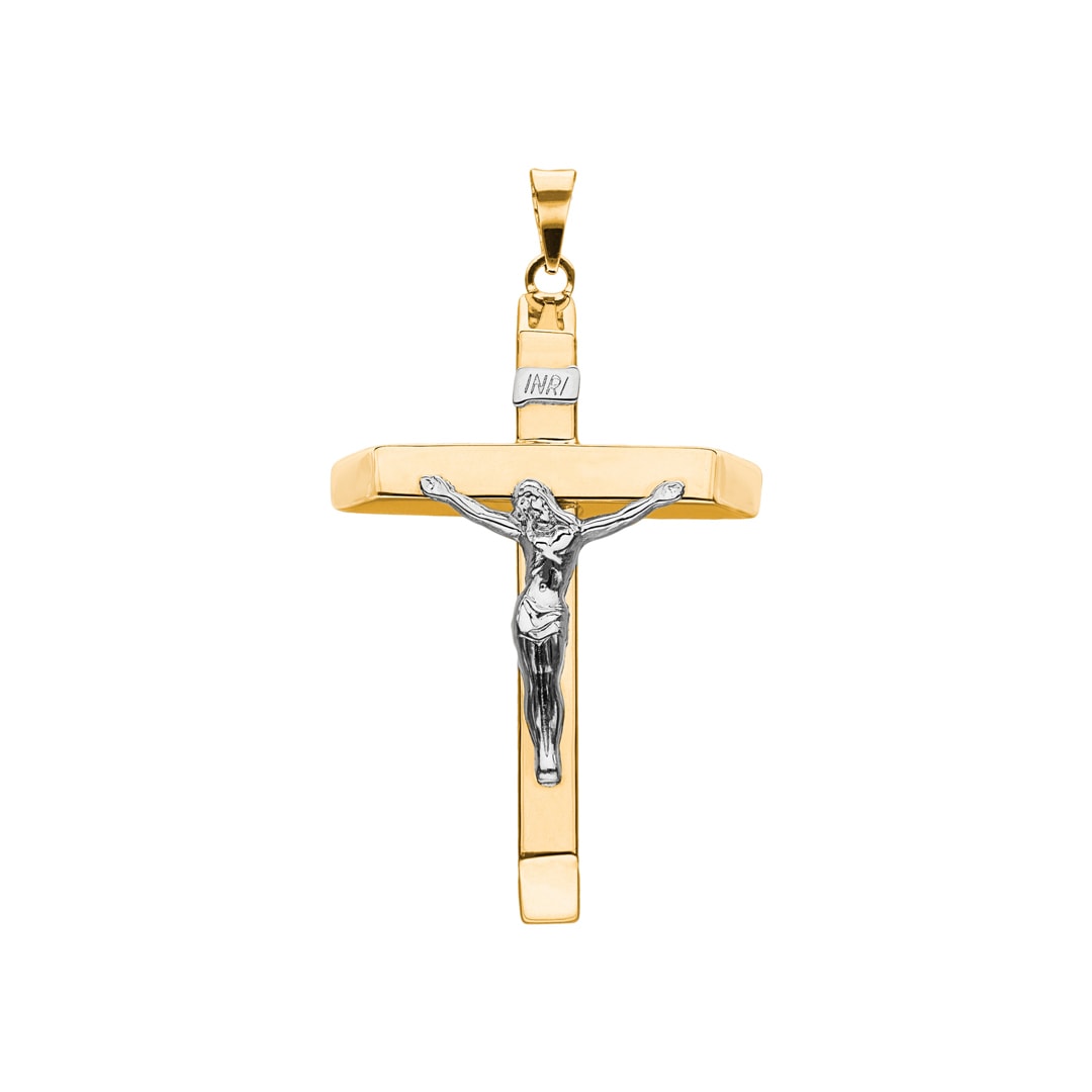 Anhänger 750/18 K Gelbgold Kreuz mit Jesus 45 x 28mm