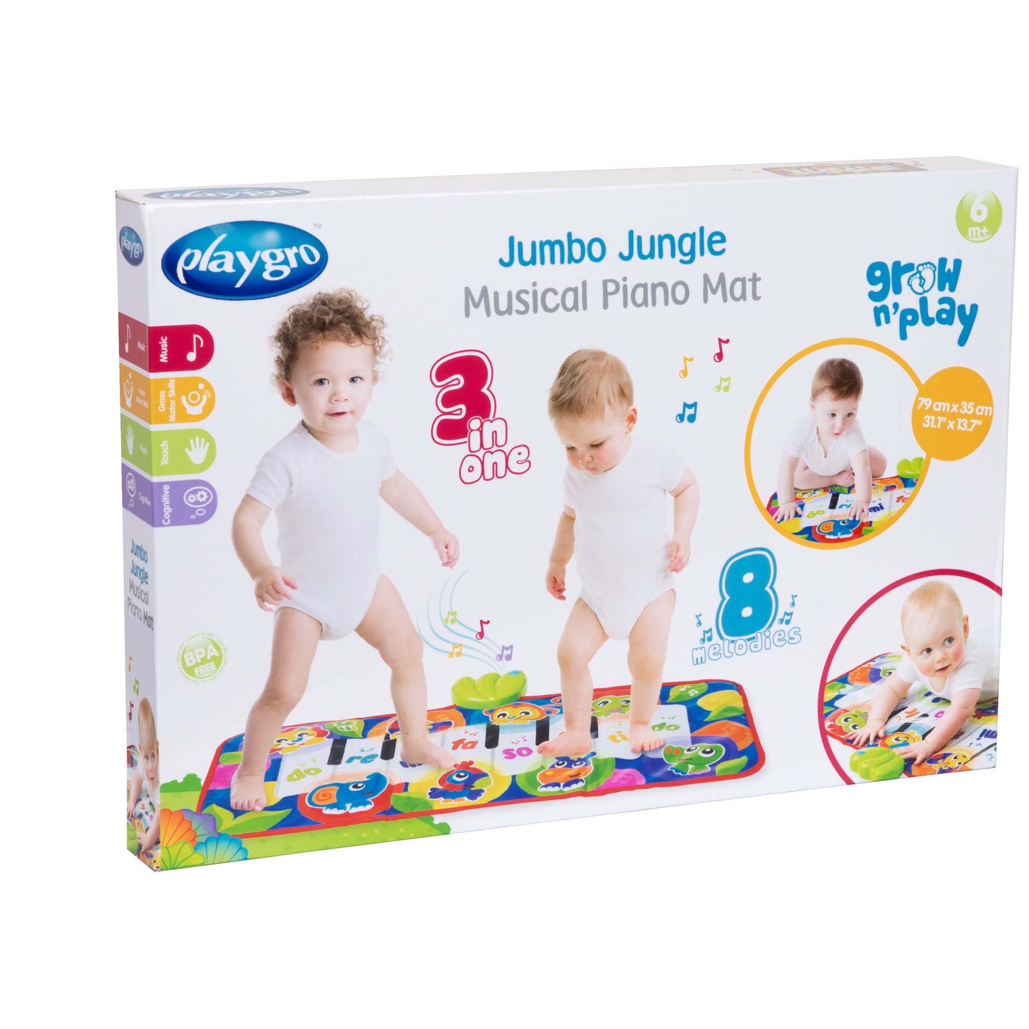 Playgro jumbo jungle piano speelmat multi - shop nu - Prénatal