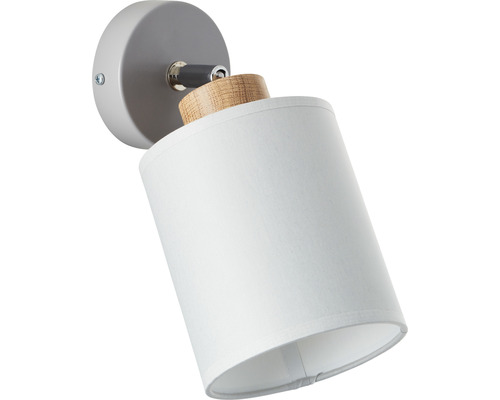 Wandlamp, 1-lichts, HxLxD 22x13x27 cm, grijs/hout
