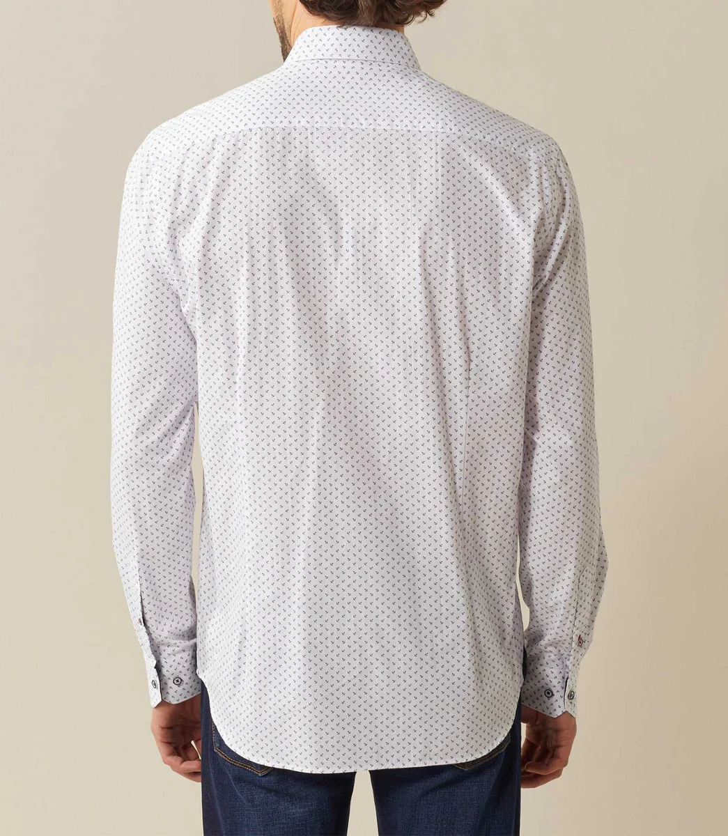 Chemise casual blanc motif ancres 