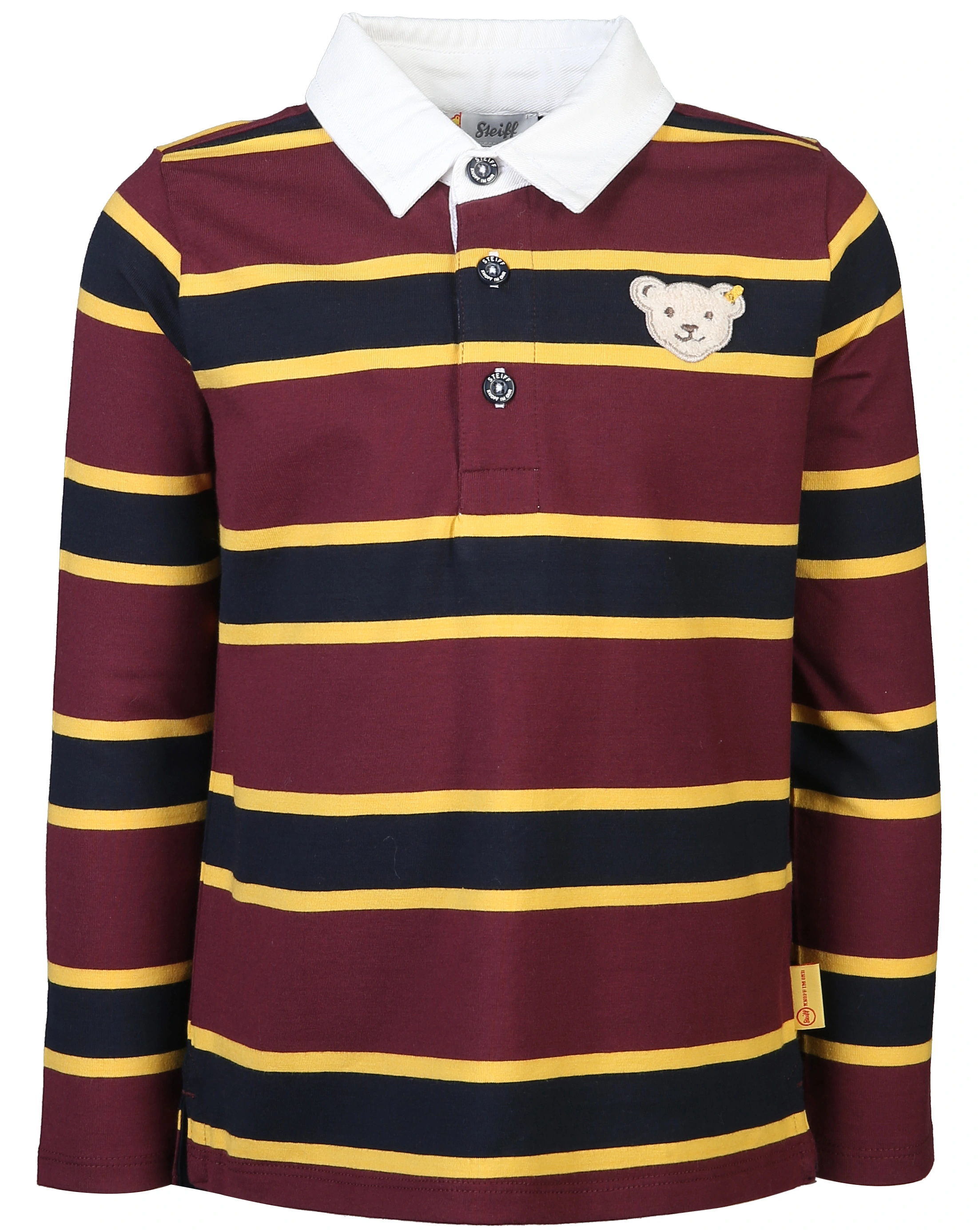 Langarm-Poloshirt YEAR OF THE TEDDY BEAR in burgundy