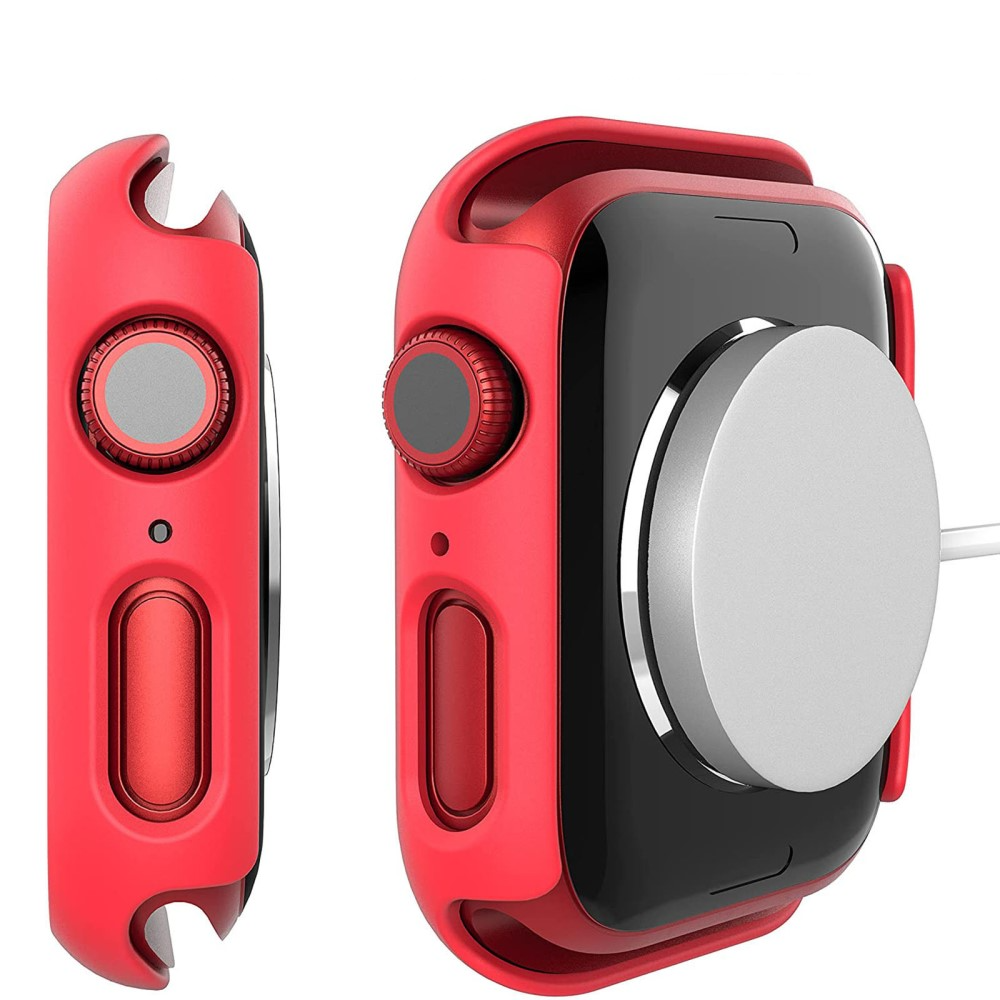 (2er Set) Apple Watch 7 (41 mm) Hardcase Bumper   Schutzglas - Rot
