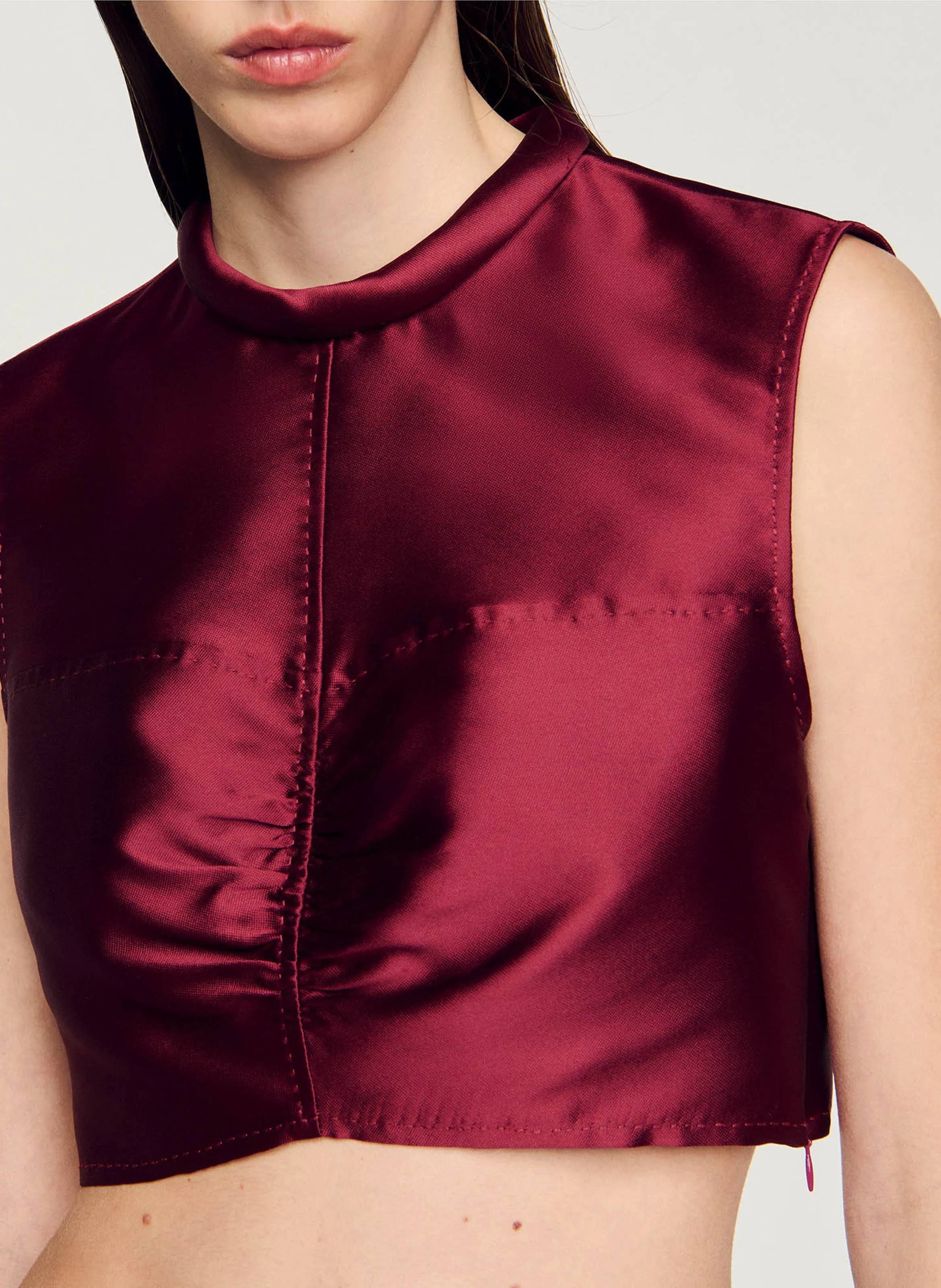 Top court satiné | Rouge