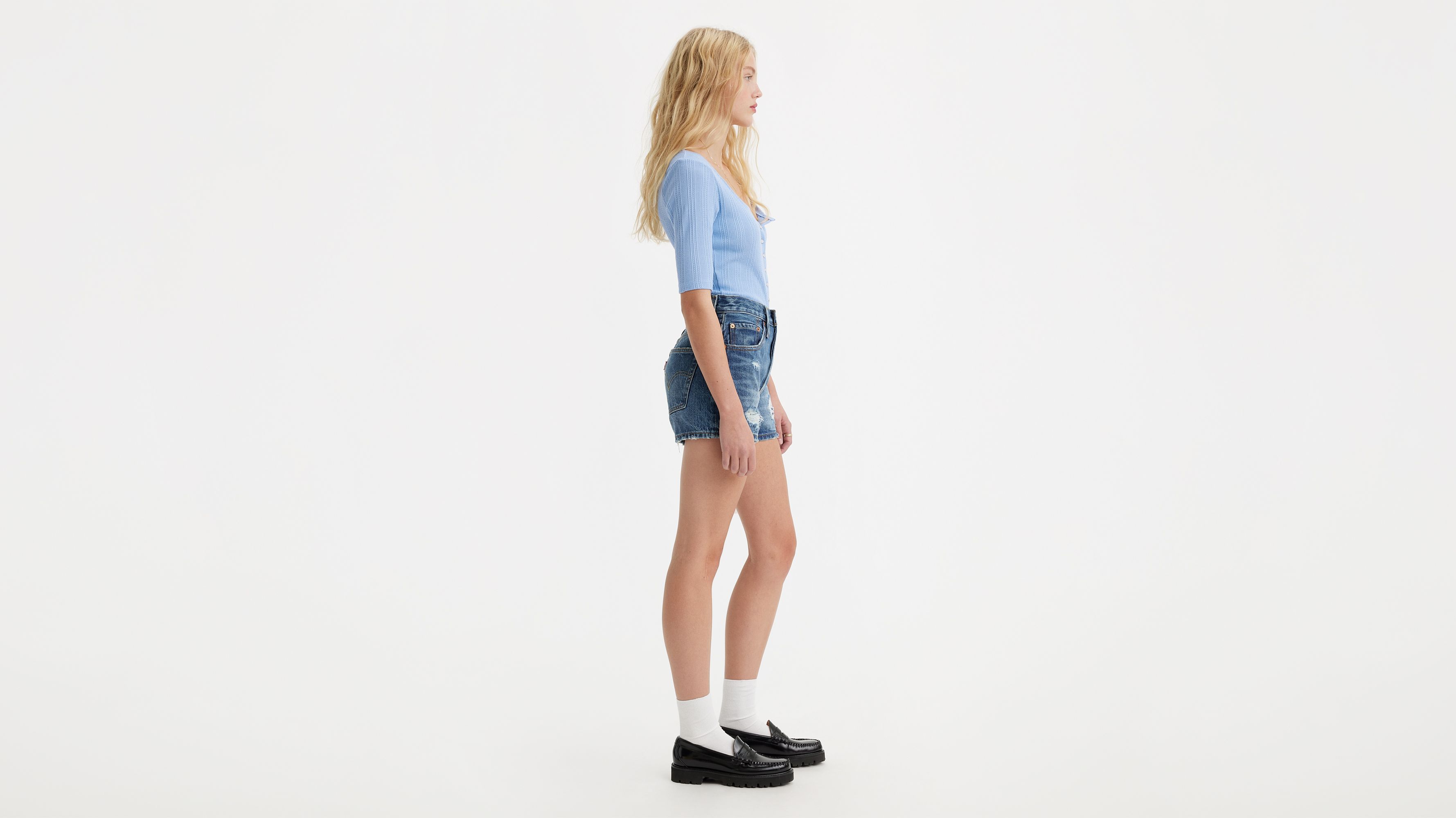 Short 501® Original - Dark Indigo Destructed - Bleu