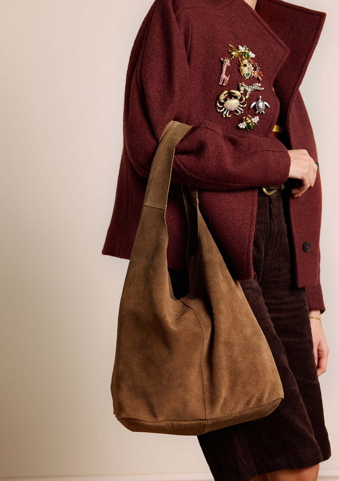 Bruine suède shopper