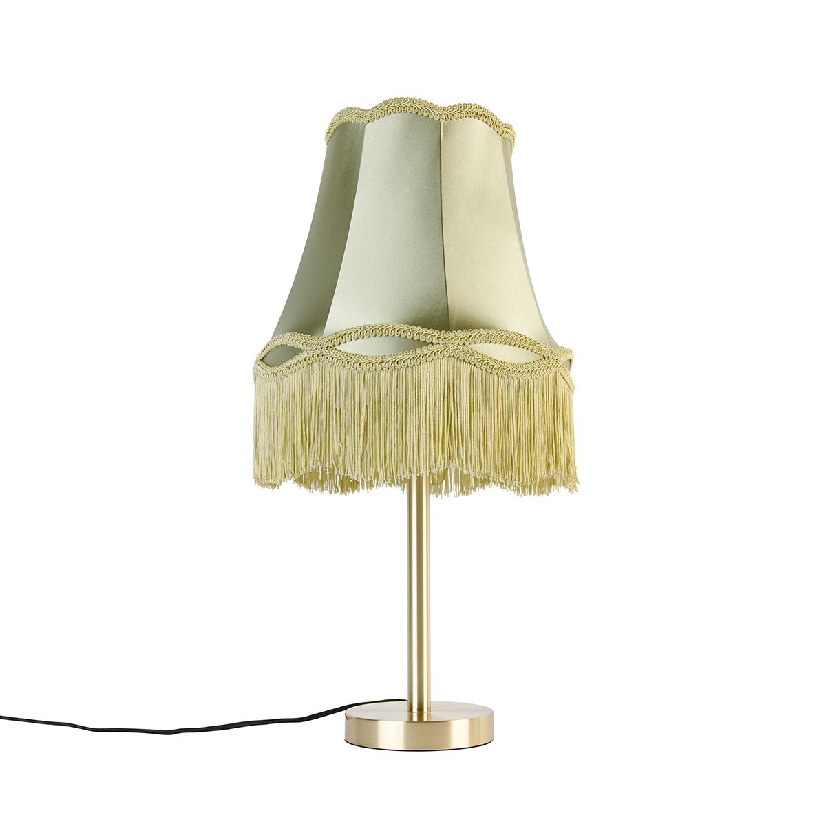 Klassieke tafellamp messing met granny kap groen 30 cm - Simplo