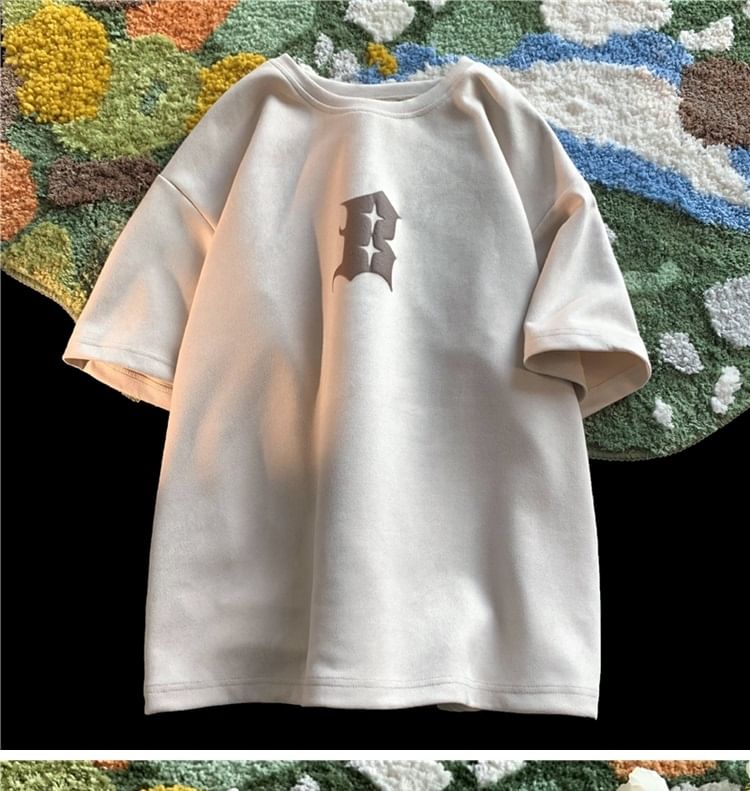 blastealle - Oversized T-shirt met korte mouwen, ronde hals en sterrenprint