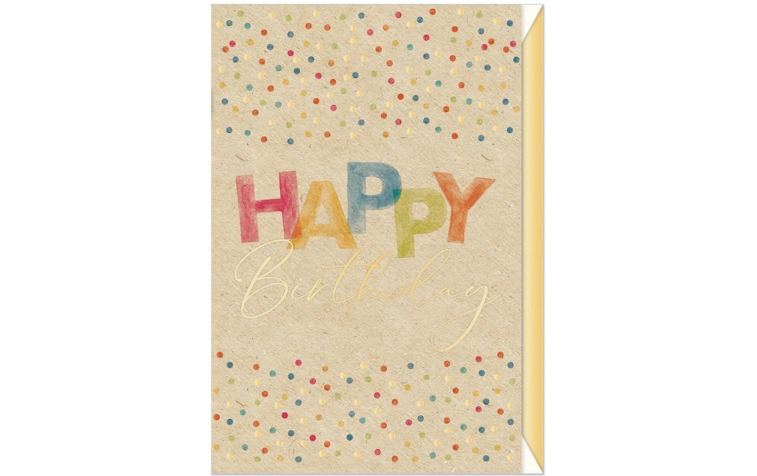 Geburtstagskarte Happy Birthday B6Glückwunschkarte aus Graspapier