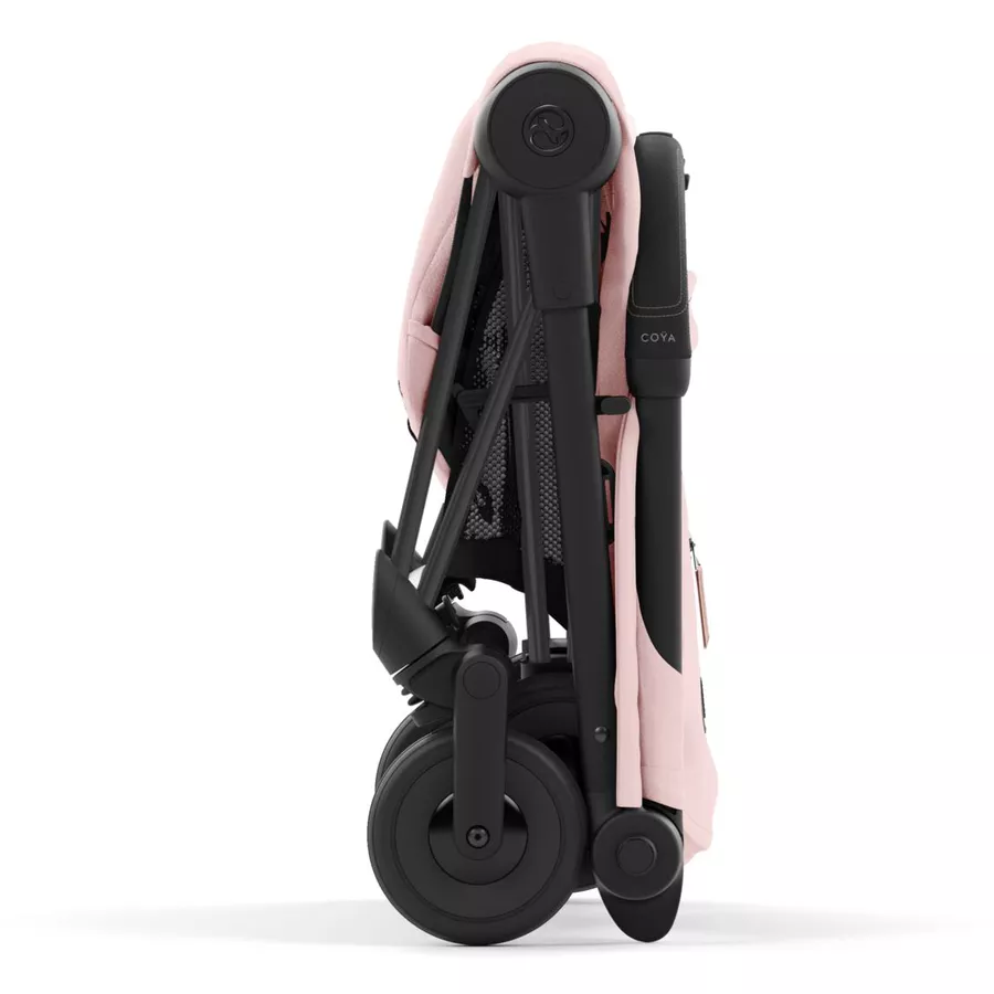 cybex PLATINUM Buggy Coya Matt Black Peach Pink inklusive Babyschale Cloud T I-Size Plus Leaf Green  und Adapter