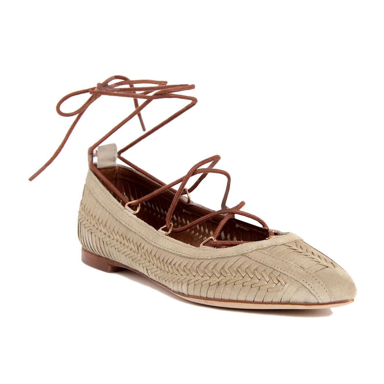 Gusto Ballerines en Velours de Cuir Capucine beiges