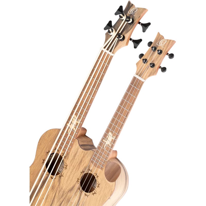 Ortega HYDRA-BSTE Double Neck Bass Tenor Uke dubbele elektrisch-akoestische ukelele met gigbag