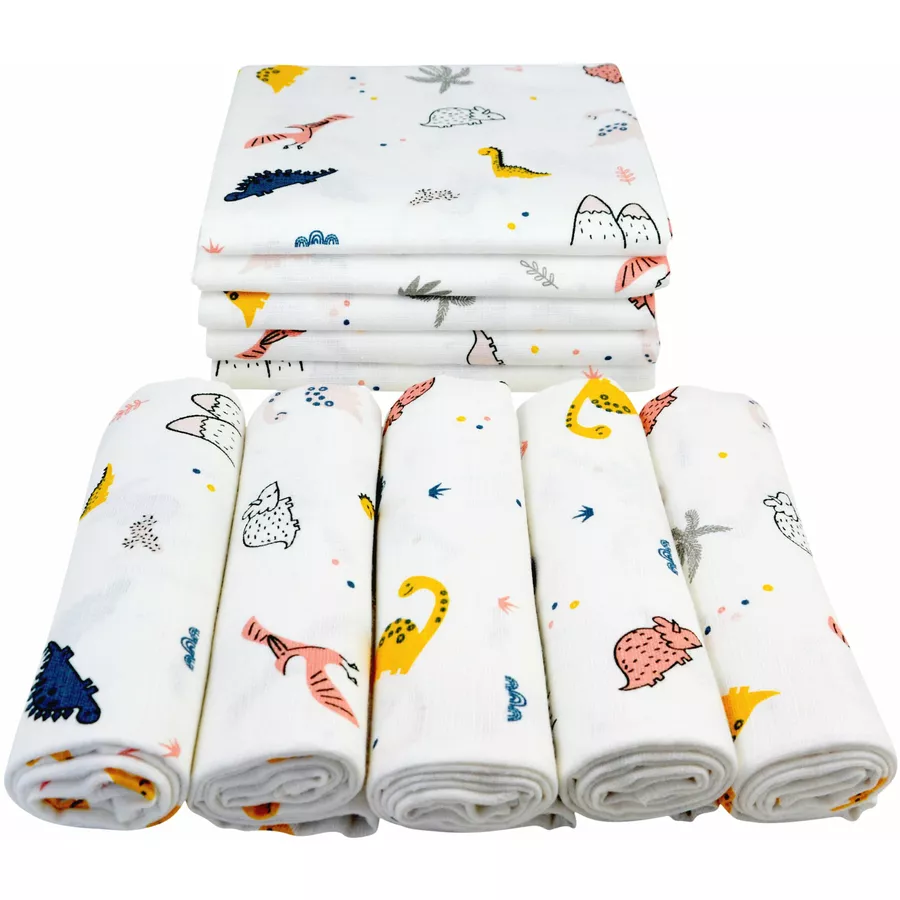 M.M.C. Mullwindel 10 PACK Tier Motive 80x70 cm Mulltücher 10 Dinos