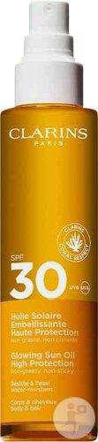 Clarins Huile Solaire Embellissante Haute Protection IP30 Corps Et Cheveux Spray 150ml