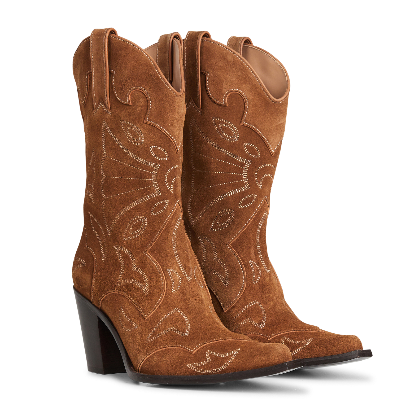 ANDREA 80 - Bottes western en cuir velours| Marron