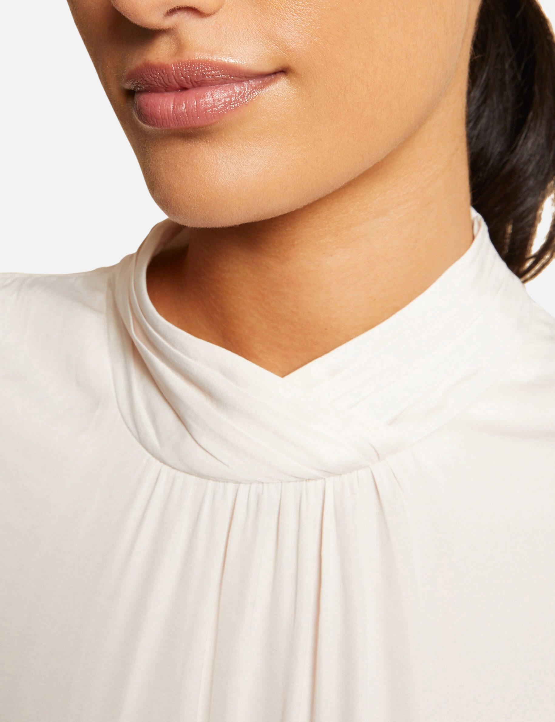 Blouse manches 3/4 satinée ecru moyen femme - ecru_moyen