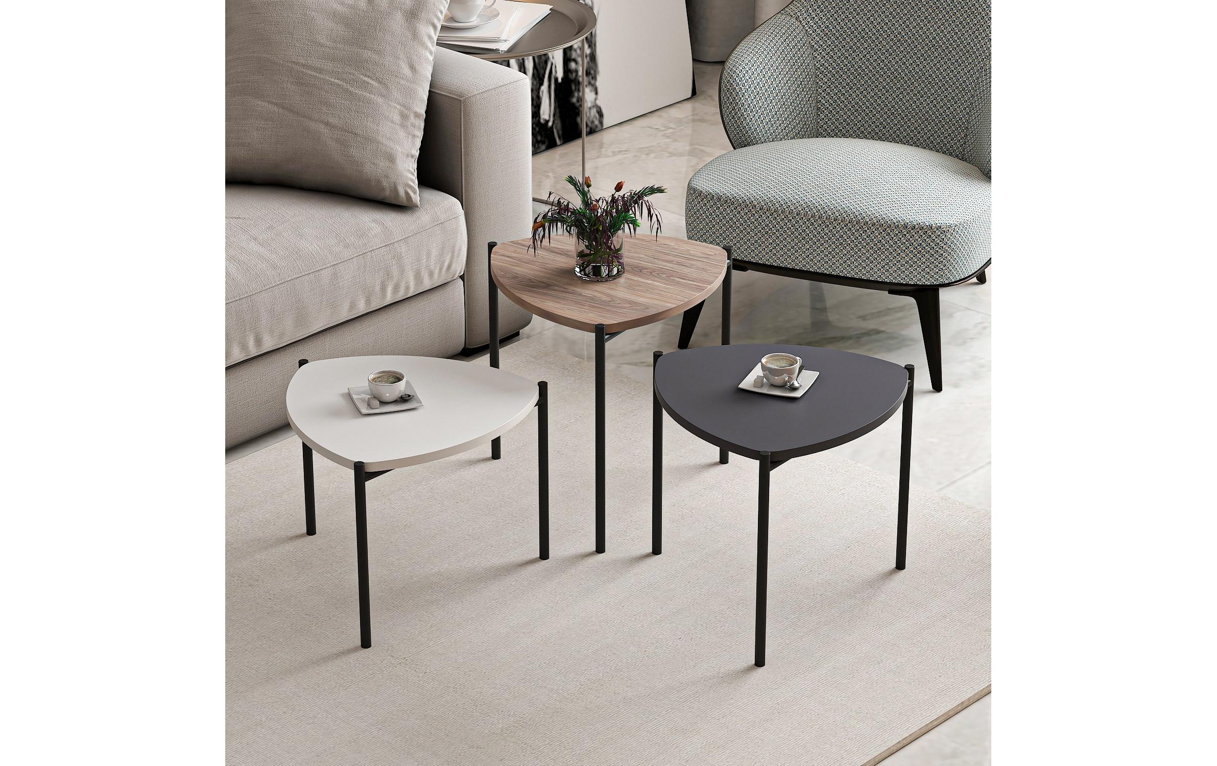 Beistelltisch Lenny 45 x 45 cm, Mehrfarbig<br>Hochwertiger Nesting-Tisch (3 Stück)