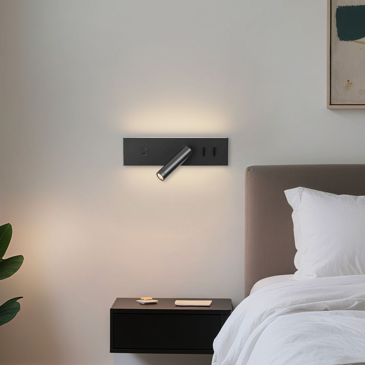 Moderne wandlamp zwart verstelbaar met USB-C incl. LED - Modric