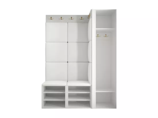 Meuble d'entrée Hartford 385, 186x124x46cm, Noir, MDF|Stratifié|Faux cuir