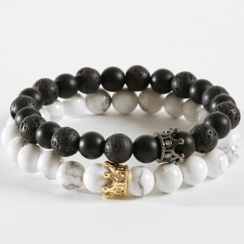 Lot De 2 Bracelets B920 Noir Blanc