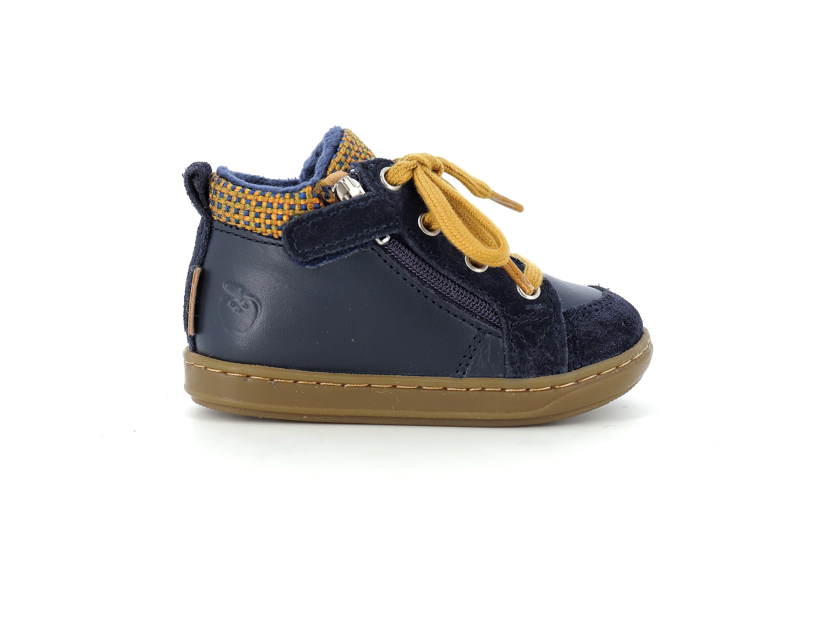 Shoopom-BOUBA ZIP WOOL Cuir Bleu-Jaune