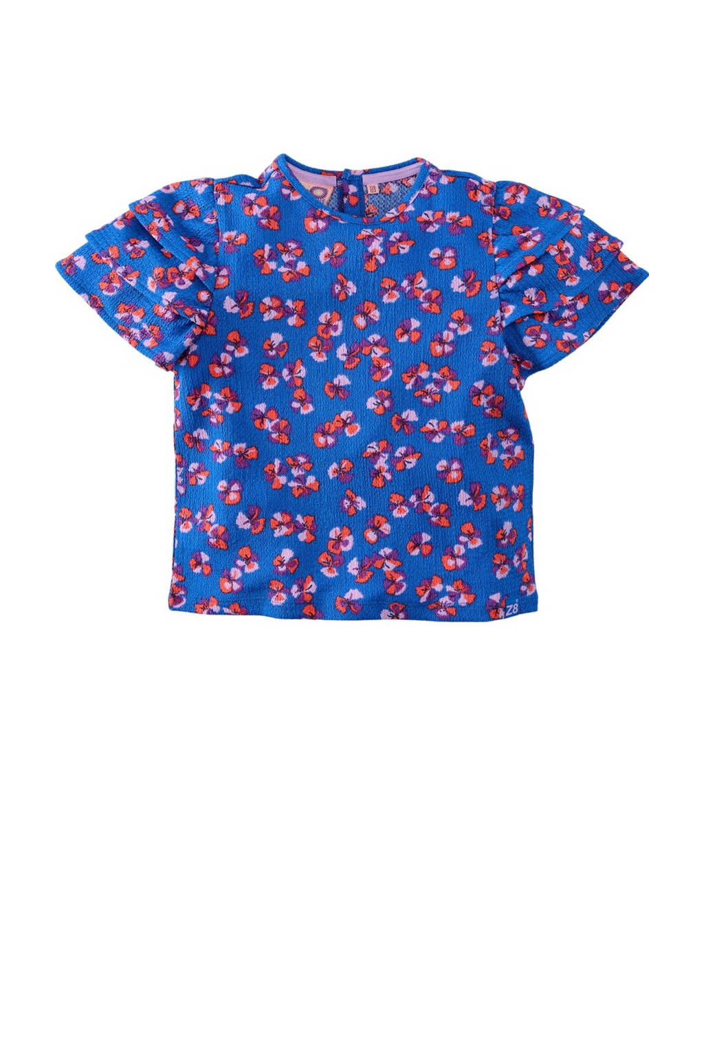 Z8 top Hue met all over print blauw/roze