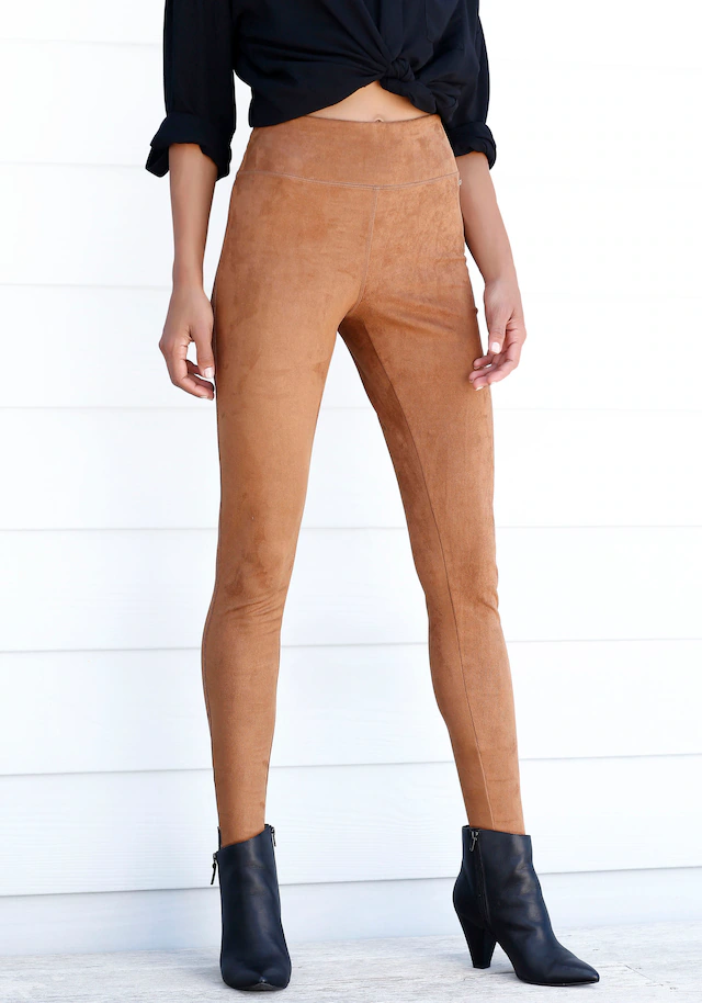LASCANA Leggings  in  Velourleder-Optik