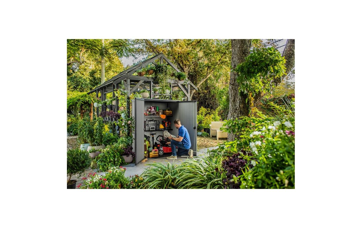 Gartenschrank Cortina Alto 140 x 73.6 x 170.4 cm, Grau<br>Lagerschuppen
