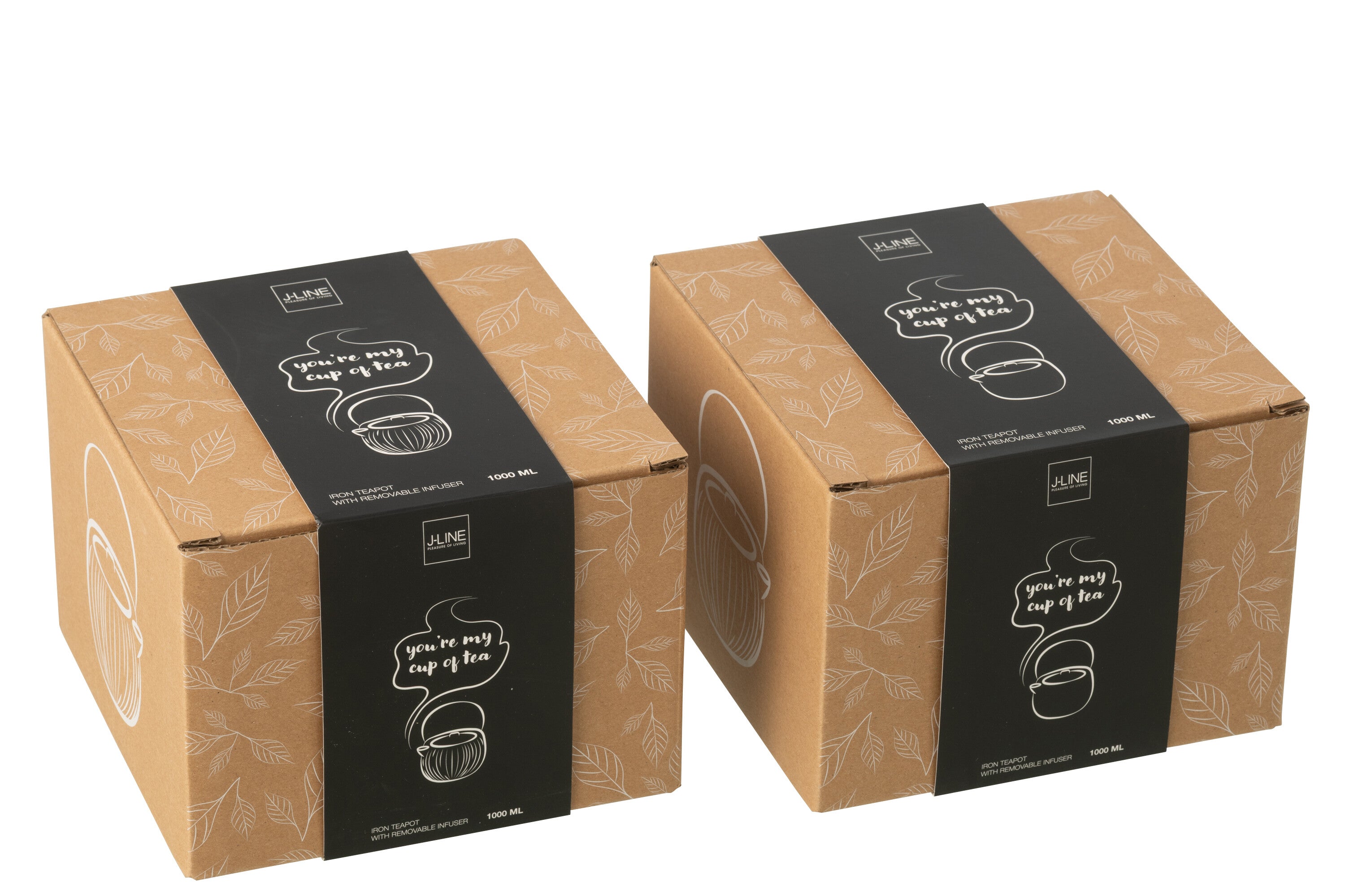 J-Line theepot - metaal - zwart - 2 stuks