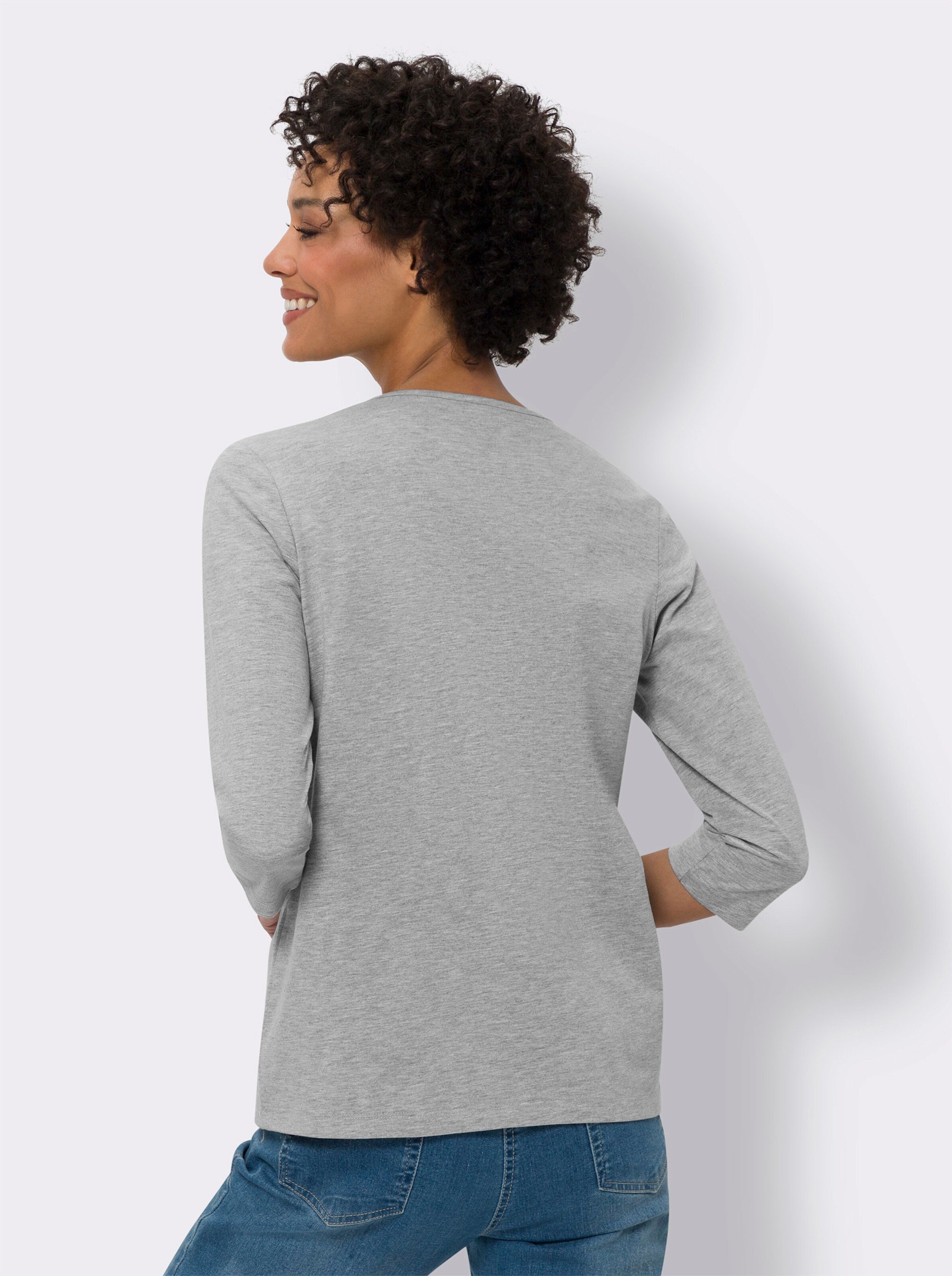 34-Arm-Shirt mit Glitzersteinchen