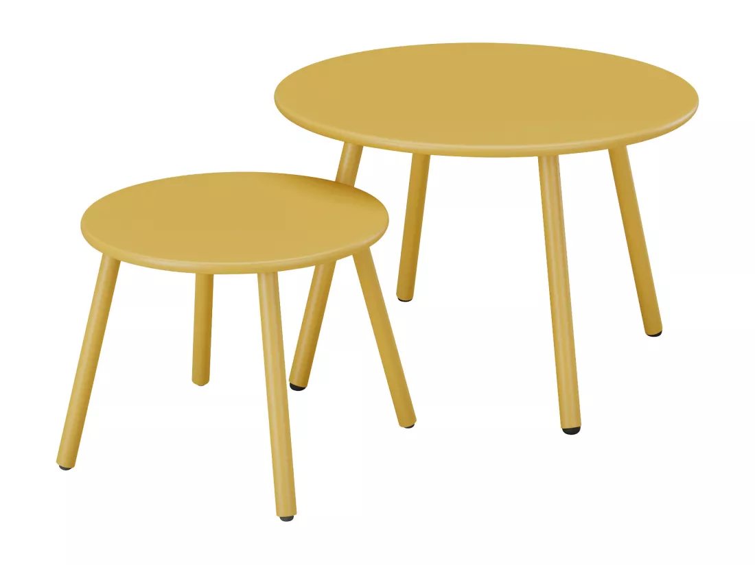 Tables gigognes de jardin en métal - Jaune moutarde - MIRMANDE de MYLIA
