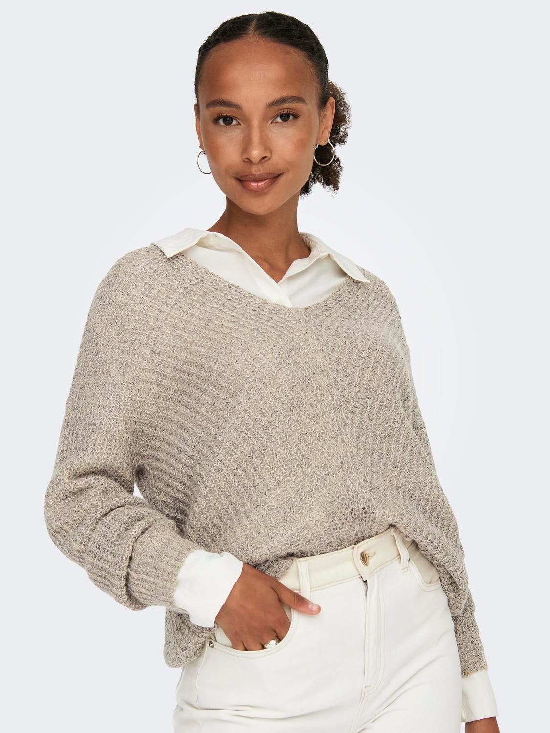 JDYNEW Strickpullover Cement