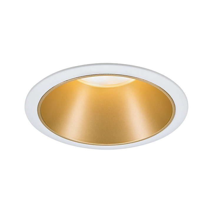 Spot encastrable Cole LED intégrée blanc chaud IP44 470lm Ø8cm doré finition blanche Paulmann
